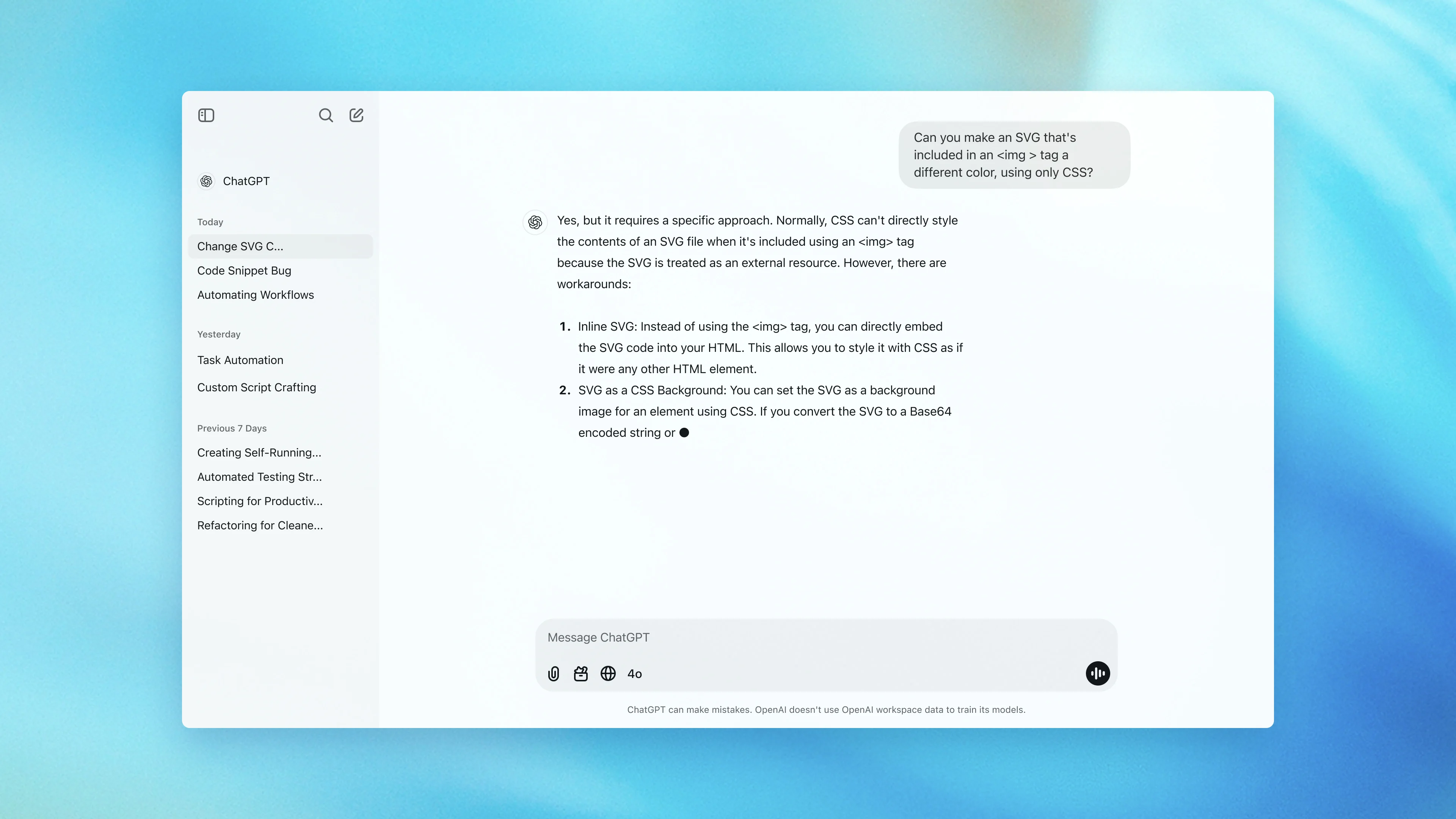 ChatGPT Interface Preview
