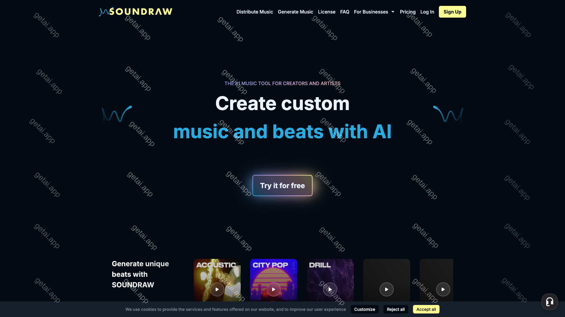 Soundraw站点预览