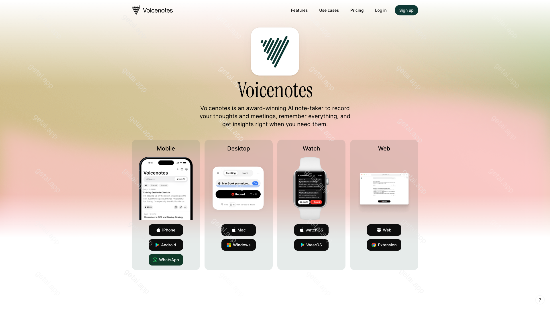 Voicenotes站点预览