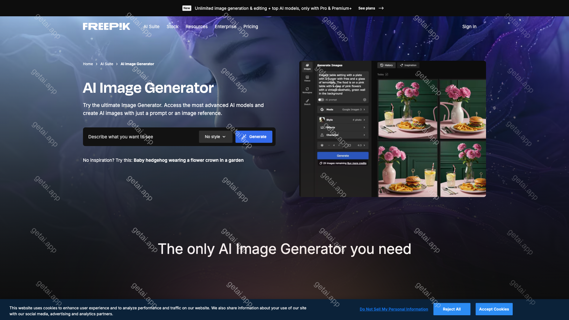 Freepik AI Image Generator站点预览