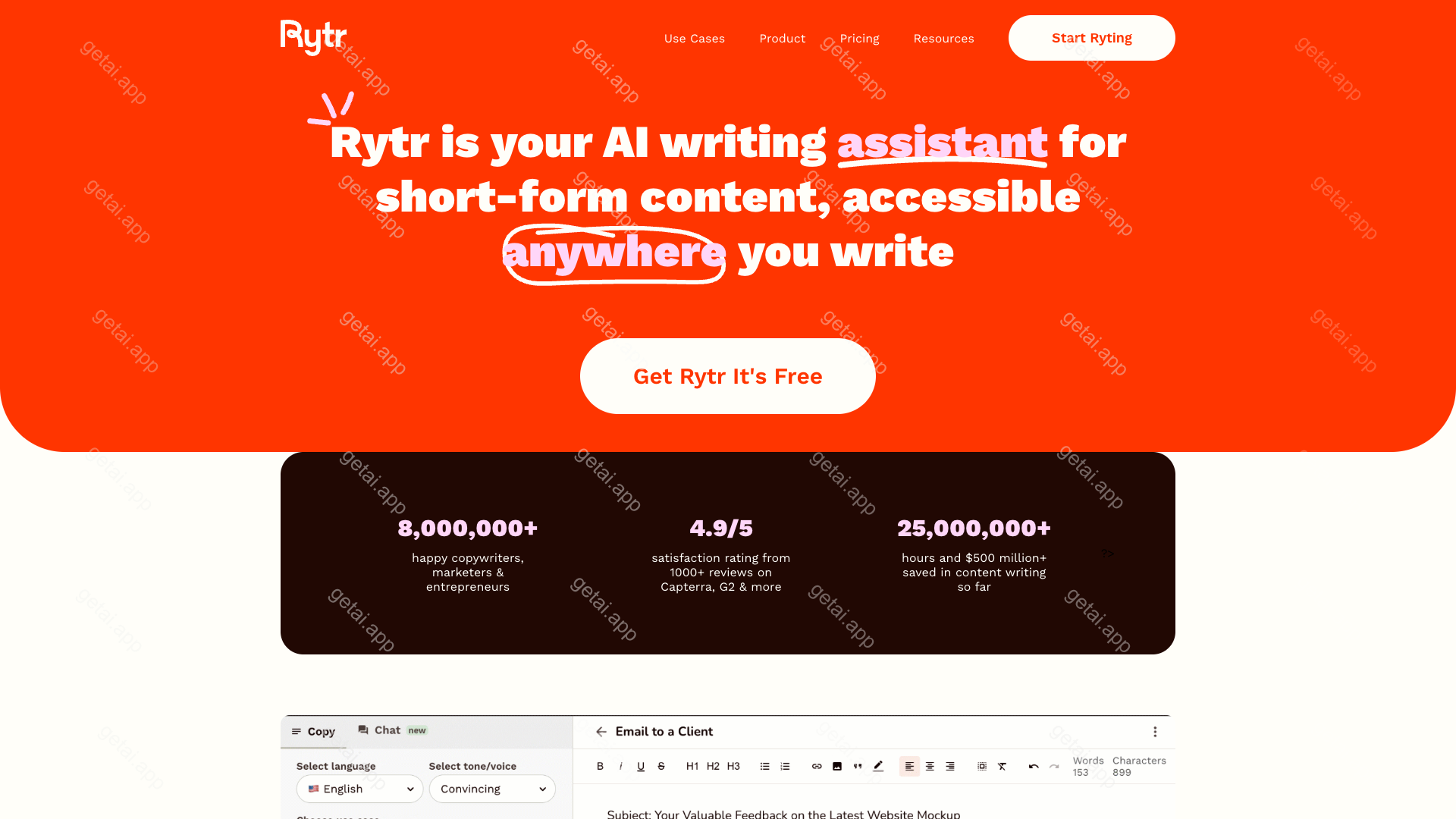 Rytr站点预览